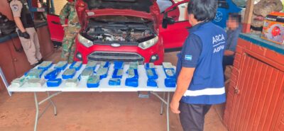 MISIONES: LA ADUANA DESCUBRIÓ 24 KG DE COCAÍNA EN UN AUTOMÓVIL QUE INGRESABA DESDE PARAGUAY